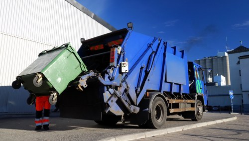 Construction site with waste being cleared